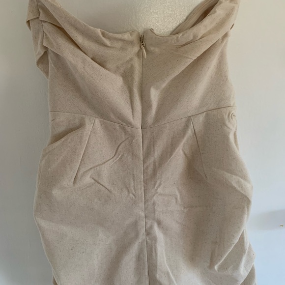 Astound' Beige Linen Strapless Mini Dress M - Picture 13 of 14
